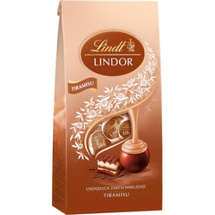 Lindt Čokoláda | LINDOR Tiramisu taška | 137 g | 11 mléčných čokoládových kuliček s náplní tiramisu rozpouštějící se v ústech | Dárek z čokolády