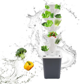 Hydroponická věž s 30 kapslemi, zahradní hydroponický pěstební systém, 6-ti vrstvá vertikální hydroponická pěstební sada, aeroponická věž s hydratační pumpou, adaptérem a semenným lůžkem (šedá)