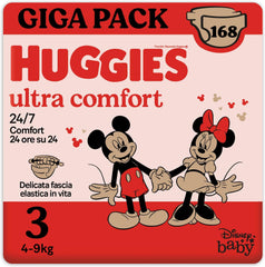 Pleny Huggies Ultra Comfort, velikost 3 (4-9 kg), design Disney, 168 kusů