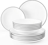 Set de veselă Seltmann Weiden 001.737148 Lido - 6 farfurii de cină + 6 farfurii de fond - 12 piese - Black Line