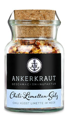 Ankerkraut Chili-Lime-Salz, 70g v korkovém skle, Speise-Salz Mischung für Steak Fisch Salát Asia Gerichte, Allrounder mit Gesmack und Qualität