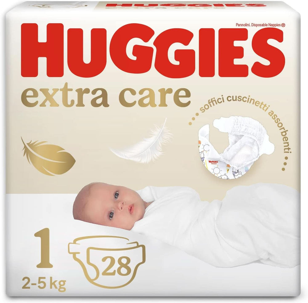 Dětské plenky Huggies Extra Care, velikost 1 (2-5 kg), balení 28ks Matka a dítě Naty Shop