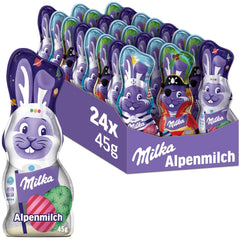 Milka Smiling Bunny Alpine Milk Design Edition - velikonoční čokoláda se 3 různými vzory - 24 x 45 g