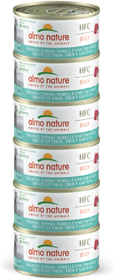 Almo Nature HFC Jelly - Hrană umedă pentru pisici adulte - Păstrăv și Ton - Calitate umană, Fără gluten - 6 x 70g