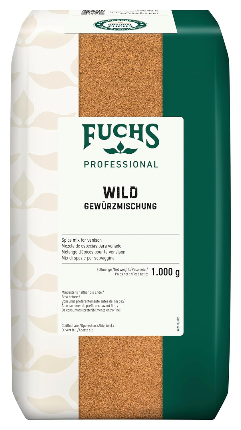 Fuchs Professional - Wildgewürz | Zum Würzen von allerre Wildgerichten und dunklen Saucen | Profi-Qualität für Großverbraucher und Gastronomie | 1 kg v recyklovatelném pytli