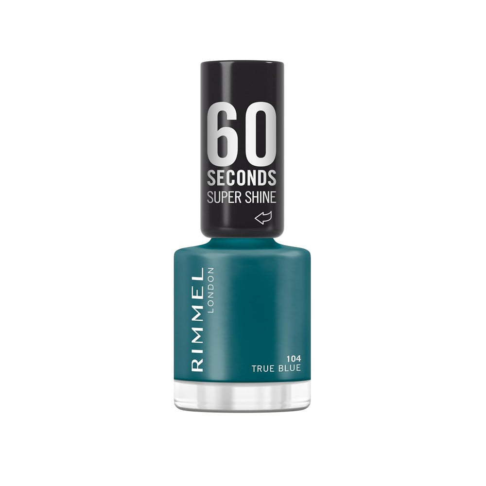 Rimmel 60 Seconds Super Shine lak na nehty, rychleschnoucí, zářivá barva, dlouhotrvající, 8 ml, 104 True Blue