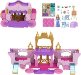 Mattel Disney Princess Transforming Playset Carriage to Castle With Little Aurora Doll, 3 nivele, 6 zone de joc, 4 figuri, mobilier și accesorii HWX17 Papusi Naty Shop Multicolor