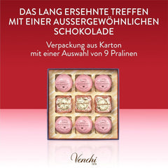 Venchi - Cutie cadou cu 9 bomboane de ciocolată Baciodidama și Vegan Chocoviar Gianduia, fără gluten, Valentine's Day Collection Bomboane de Ciocolata Naty Shop