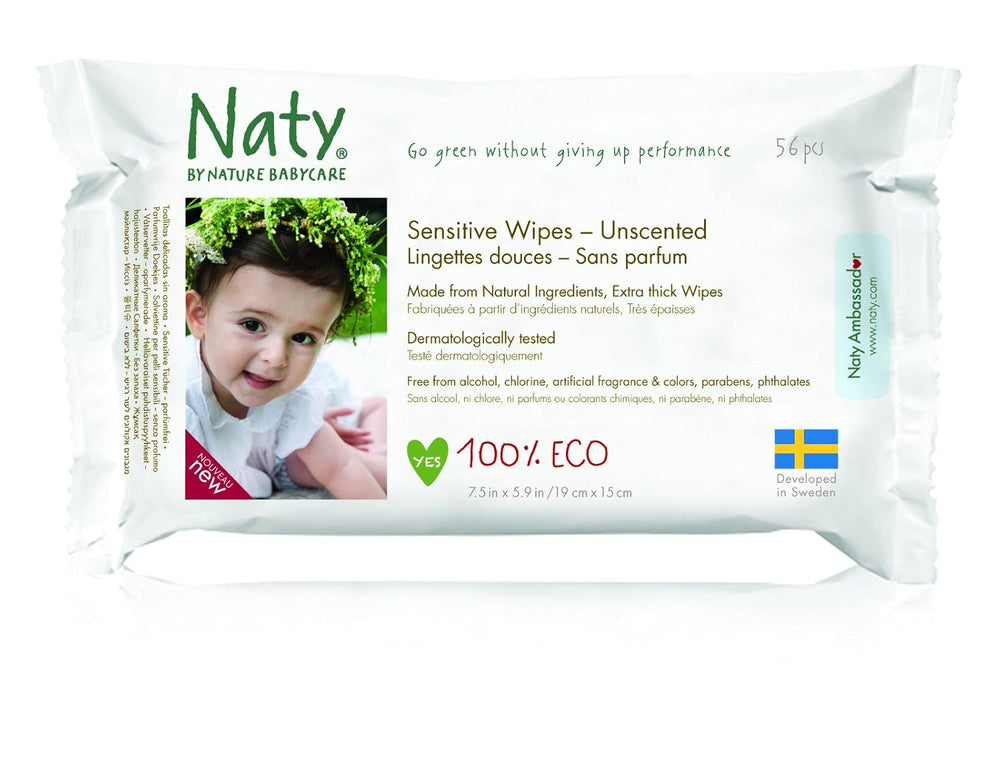 Eco by Naty Baby Care, Bio vlhčené ubrousky pro miminka, neparfemované, 56 plen