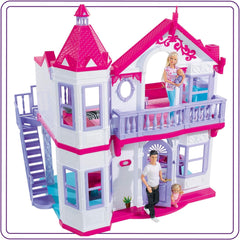 Simba 104661996 - Steffi Love Dreamhouse, velký domeček na hraní, 4 pokoje, BEZ LOUTEK, 84 cm vysoký, dvě patra, funkční zvonek, skládací domečky pro panenky Naty Shop