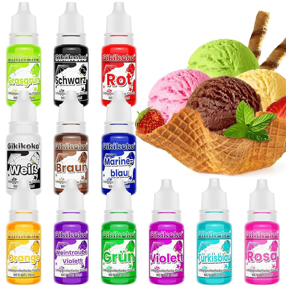 Tekutá nebo gelová potravinářská barviva, různé velikosti a barvy Naty Shop Set 12 x 10 ml Liquid