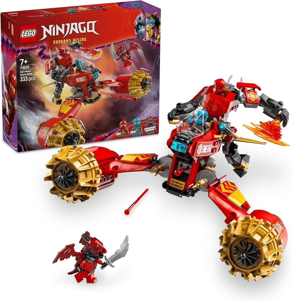 LEGO NINJAGO Kai's Storm Rider Mech – Létající motocyklová hračka se 3 minifigurkami – Mechanik s pohyblivou hlavou, pažemi a nohama – Stavebnice – Dárek pro chlapce a dívky Věk 7+ 71830 Stavebnice Besuche den LEGO-Store Výchozí název