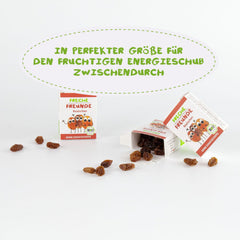 FRECHE FREUNDE Organické rozinky, Trockenfrüchte bez Zucker, bez Zusatzstoffe, ungeschwefelt, v malém Snackboxen, Sultaninen für Kinder, 20er Pack, 20 x (3x14g)