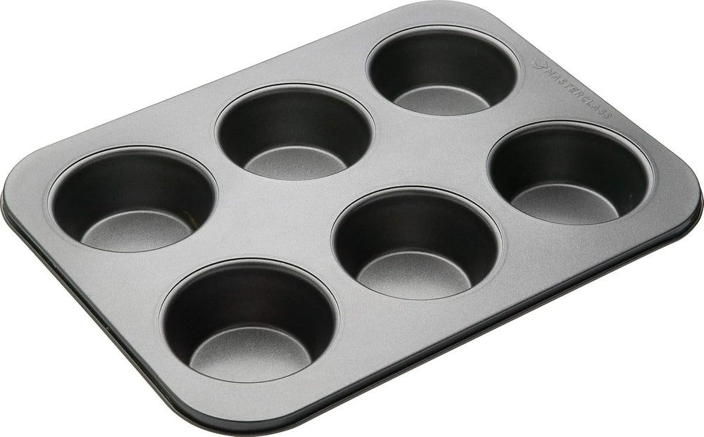 Masterclass Tiefes Muffinblech/Yorkshire Puddingform, 6-Loch-Form Mit PTFE-, PFOA- Und Bpa-Freier Antihaftbeschichtung, Robuster 1 Mm Kohlenstoffstahl, Grau, 35 X 26 Cm Formy a plechy na pečení Naty Shop