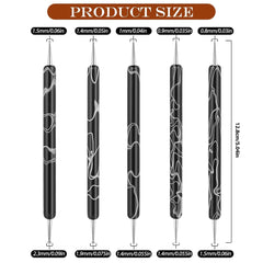 5 Stück Nail Design Dotting Tools Nagelkunst Werkzeug Nagelpunkt Pinsel Punktierung Stift Marbleizing Werkzeug Für Nagellack Maniküre, Schwarz