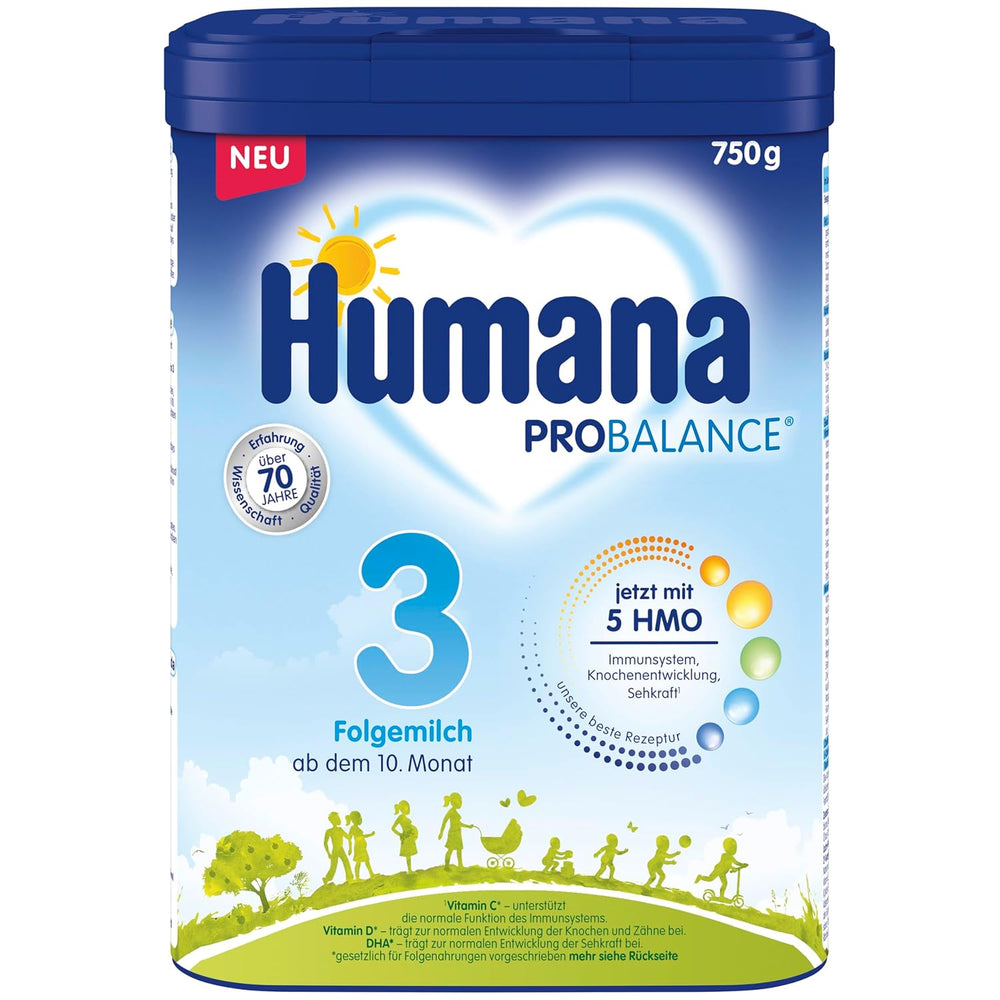 Humana 3 Folgemilch Vorteilspack - 4x750g s 5 HMO, Natürliche Abwehrkräfte, Optimal für Babies ab dem 10; měsíc