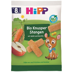 HiPP Bio Knusper Stangen Apple Karotte (7 x 30 g), Babysnack ab 8. Monat, Süße nur aus Früchten und Gemüse, glutenfrei, v nejlepší Bio-Qualität