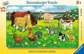 Ravensburger puzzle pentru copii - 06046 Animale de fermă pe pajiște - Puzzle cu rame pentru copii cu vârsta de peste 3 ani, cu 15 piese Puzzle Naty Shop Titlu implicit