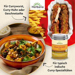 Herbaria Old Good Mild Curry bio 80g M-Dose – Currypulver, Currymischung - Bio-Gewürzmischung für klassische Curry-Spezialitäten z.B. Currywurst - erlesenen Složka v nachhaltiger Aromaschutz-Dose