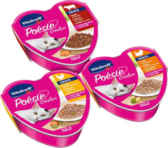 Vitakraft Poésie Création, Tender Selection, Hrană umedă pentru pisici, Hrană umedă pentru pisici în sos, cu pui, cu curcan, cu vită, fără adaos de zahăr și cereale (1 pachet de 6 x 85g)