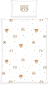 Herding Babybest Little Friends Winterbettwäsche, Kopfkissenbezug 40 X 60 Cm Mit Hoteleinschlag, Bettbezug 100 X 135Cm, Mit Reißverschluss, 100% Baumwolle/Flanell, Weiß, Twin Naty Shop Default Title