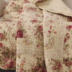 Greenland Home Antique Rose - klasický, tradiční květinový vzor - 100% bavlna, prošívaná, přikrývka, 127 X 152,4 cm, ecru Postele a přikrývky Greenland Home Fashions