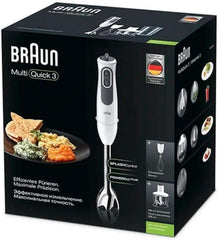 Braun Multiquick 3 MQ 3135 Omáčkový Stabmixer – Pürierstab Mit 11 Geschwindigkeiten plus Turbo-Stufe & Edelstahl-Mixfuß, 750 Watt, Inkl. 600 ml Mix-/Messbecher, Schneebesen & Zerkleinerer, Weiß/Grau Kitchen Naty Shop