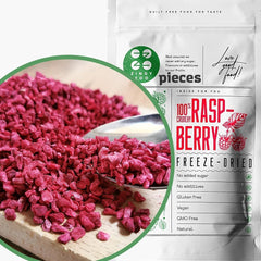 Bucăți de zmeură liofilizate | Fructe liofilizate liofilizate | Zmeură liofilizată fără gluten | Zmeură liofilizată | ZingyZoo (100g) Produse deshidratate Naty Shop 100G