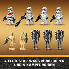LEGO Star Wars 75372 klonový voják a bitevní balíček bitevního droida, vč. 4 minifigurky, 5 droidů a motorka speeder se střílečkou - Stavebnice pro chlapce a dívky ve věku od 7 let Stavebnice Besuche den LEGO-Store