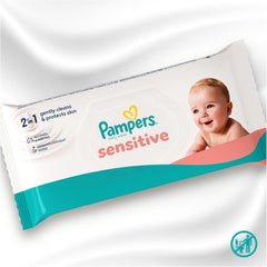 Pampers Sensitive dětské ubrousky, 15 balení 80 ubrousků, 1200 dětských ubrousků, jemné čištění a ochrana pokožky 2 v 1