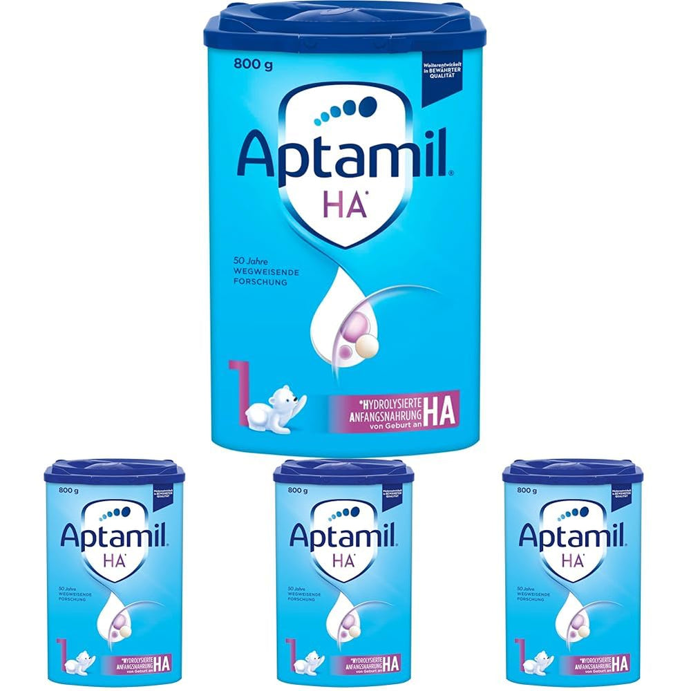 Aptamil HA 1 – Anfangsmilch von Geburt an, Mit DHA, Nur Lactose, Ohne Palmöl, Babynahrung, Milchpulver, 1x 800 g (Backung mit 4)