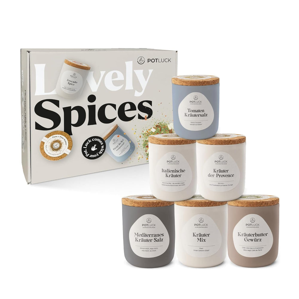 Potluck | Kräuter Kumpel 6er Set | Gewürzmischungen im Keramiktopf | Veganské, bezlepkové a s přírodními ingrediencemi