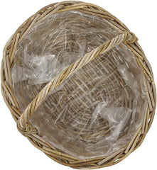 Coș de flori Dehner din ratan cu mâner, aprox. 46 x 39 x 18 cm, țesătură de ratan, gri/maro