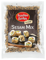 Bamboo Garden - Sushi Sesame Mix, Ideální pro přípravu sushi všeho druhu, vynikající také jako Topping k různým pokrmům, v müsli nebo kaši, 1 x 50 g