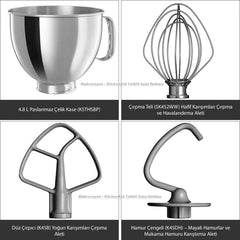 Mixér KitchenAid Artisan 5KSM125EER, 300W, 4,8L Naty Shop