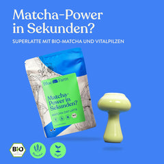 Blue Farm Bio Matcha Oat Latte auf Haferbasis ohne Zuckerzusatz - Mit dem Vitalpilz Lion's Mane - Vegan - bez laktózy a lepku (300 g, Matcha)