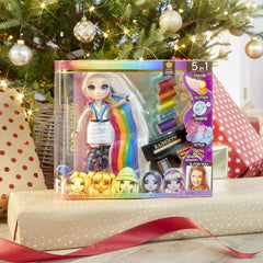 Rainbow High Hair Studio - Set de joacă cu păpușa exclusivă Amaya Raine cu păr lung pentru coafat - include cretă lavabilă pentru păr, perie de păr, accesorii - Cadou pentru copii cu vârsta de 6 ani și peste