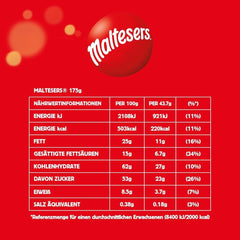 Čokoládové kuličky Maltesers s křupavým a lehkým středem, vzdušná čokoládová svačina, 1 balení (1 x 175 g)