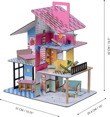 Olivia'S Little World 360 Casă de păpuși din lemn pentru copii Păpuși de 3,5" și 12 accesorii Multicolor TD-13260C Casute de papusi Naty Shop