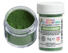 Pudră de colorant alimentar Sugarflair Blossom Tint Dust Verde mușchi - Pudră de colorant alimentar pentru decoruri de tort, pastă de zahăr, fondant, glazură, ciocolată, cremă de unt, macarons și multe altele - 5G