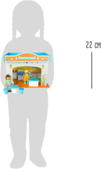 Small Foot 10852 Playhouse Restaurant Vyrobeno ze dřeva, Se 2 figurkami panenek, doplňky a odnímatelnou střechou, Od 3 let Domky pro panenky Naty Shop