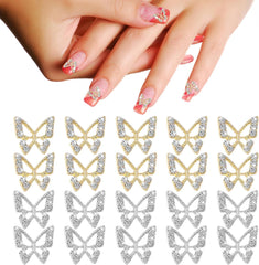 20 bucăți de pandantive pentru unghii cu fluturi cu sclipici, pietre decorative pentru unghii, pietre pentru unghii, nail art cu fluturi, strasuri, pandantive pentru unghii de Ziua Îndrăgostiților, decorare DIY pentru huse de telefon mobil