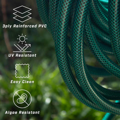 Furtun de grădină Faithfull 50 m (164 ft) ranforsat, diametru 12,7 mm (1/2 inch) – țeavă rezistentă din PVC, verde