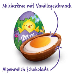 Milka Sweet Egg – velikonoční čokoláda plněná vanilkovým krémem, vzhled smaženého vajíčka – 124g