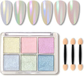 6 Farben Chrom Glitzerpulver Für Nägel, Chrome Nail Powder, Neon Pearl Nail Art Pulver Nagel Pigment Pulver Set DIY Nageldesign