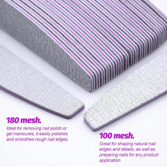 50 Stück Nagelfeile 100/180, Halbmond Nagelfeilen Für Gelnägel, Doppelseitige Nagelfeilen Set, Nail File, Grit Einweg Nail Feilen Für Nagelstudios DIY Nail Art Zuhause, Weiß