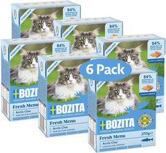 Bozita Tetra Bucăți sterilizate în sos cu cărbune – 6 x 370g Hrană umedă fără cereale și fără zahăr pentru pisici – non-OMG, cu 8,5% proteine și 4,5% grăsimi – de înaltă calitate și deosebit de gustoasă