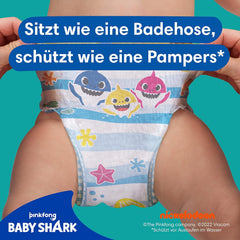 Jednorázové plenky Pampers Splashers Baby Shark Limited Edition 4-5, 11, 9kg-15kg, pro bezpečnou ochranu ve vodě