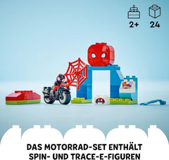 LEGO DUPLO Marvel Spins Motorcycle Adventure, Fantasy Playset pro televizní seriál Spidey a jeho super přátelé, vzdělávací hračka ke stavění a přestavbě pro děti od 2 let 10424 Stavebnice Besuche den LEGO-Store