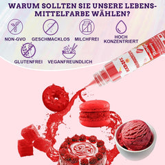 Colorant alimentar - Colorant alimentar lichid, Colorant alimentar foarte concentrat, Coloranți alimentari lichizi pentru copt, Decorare tort, Fursecuri, Macarons, Ouă de Paște, Aluat - 3 × 30ml (Roșu de Crăciun)